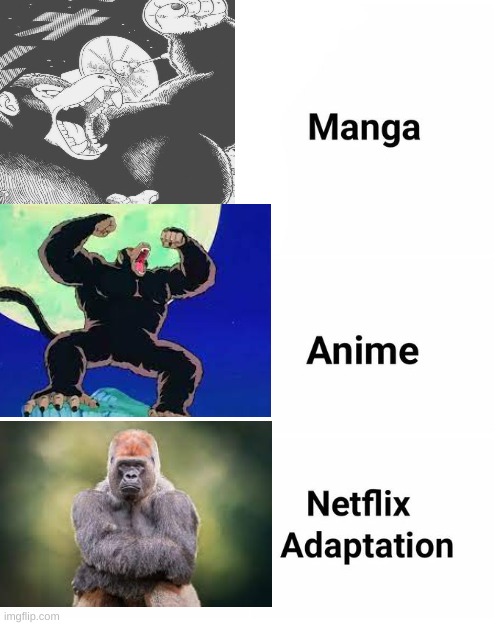 HA | image tagged in manga anime netflix adaption,dbz,great ape,anime | made w/ Imgflip meme maker