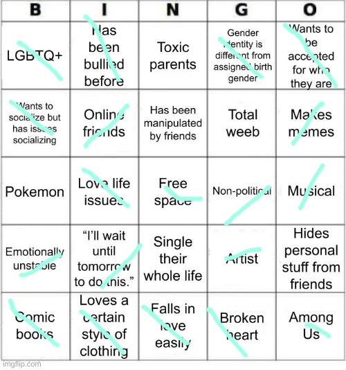 *laughs in non-binary + pan* | image tagged in jer-sama's bingo | made w/ Imgflip meme maker