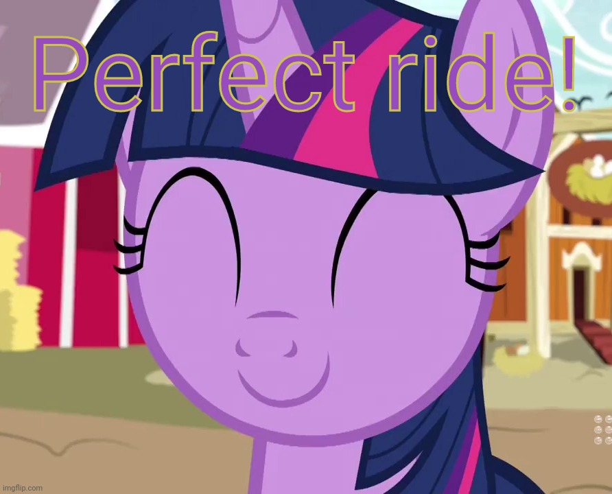 Happy Twilight (MLP) | Perfect ride! | image tagged in happy twilight mlp | made w/ Imgflip meme maker