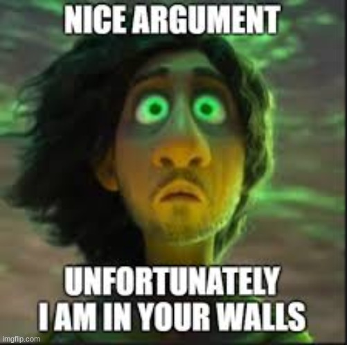 nice argument, unfortunately i am in your walls | image tagged in nice argument unfortunately i am in your walls | made w/ Imgflip meme maker