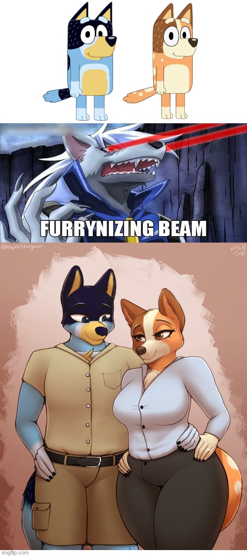 Heeler Parents (Art By Rokah) | image tagged in blank white template,bluey,parents,furrynizing beam,furry,the furry fandom | made w/ Imgflip meme maker
