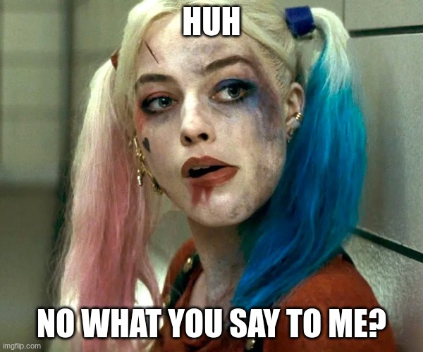 Harly quenn | HUH; NO WHAT YOU SAY TO ME? | image tagged in memes,harly guinn | made w/ Imgflip meme maker