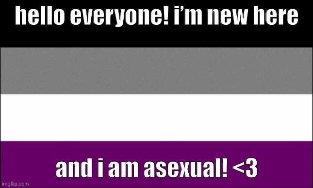 i’d love to make new friends! :> | hello everyone! i’m new here; and i am asexual! <3 | image tagged in ace flag | made w/ Imgflip meme maker