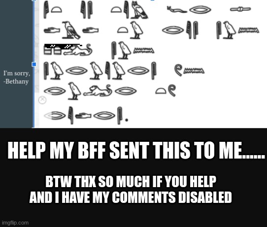 PLZ Help (oops all caps) | HELP MY BFF SENT THIS TO ME...... BTW THX SO MUCH IF YOU HELP AND I HAVE MY COMMENTS DISABLED | image tagged in please help me | made w/ Imgflip meme maker