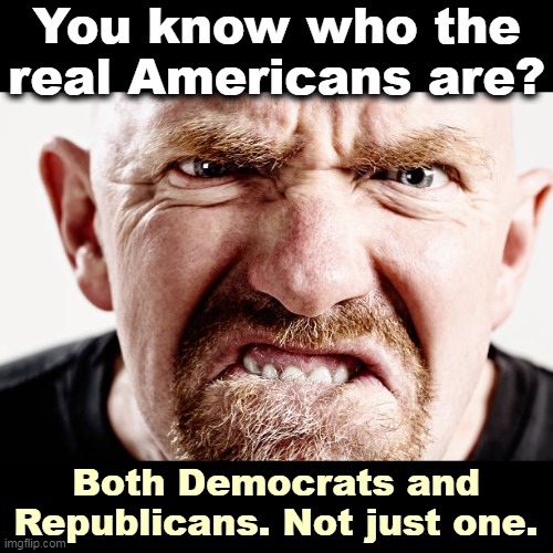 Ugly old Republican guy angry at nothing all the time | You know who the real Americans are? Both Democrats and Republicans. Not just one. | image tagged in ugly old republican guy angry at nothing all the time,democrats,republicans,all,americans | made w/ Imgflip meme maker