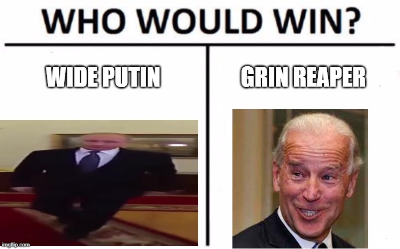 The Wide, The Grin, And The Meme | WIDE PUTIN; GRIN REAPER | image tagged in memes,who would win | made w/ Imgflip meme maker