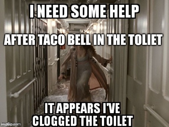 After taco bell | AFTER TACO BELL IN THE TOLIET | image tagged in after taco bell | made w/ Imgflip meme maker