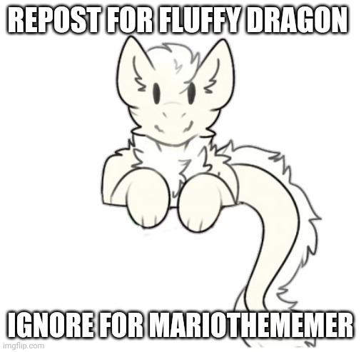 Fluffy dragon | REPOST FOR FLUFFY DRAGON; IGNORE FOR MARIOTHEMEMER | image tagged in fluffy dragon | made w/ Imgflip meme maker