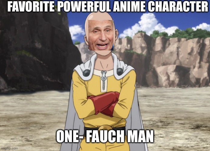 One Fauchman | FAVORITE POWERFUL ANIME CHARACTER; ONE- FAUCH MAN | image tagged in angryconservativememes,onepunchman,onefauchman,drfauchi,politics,power | made w/ Imgflip meme maker