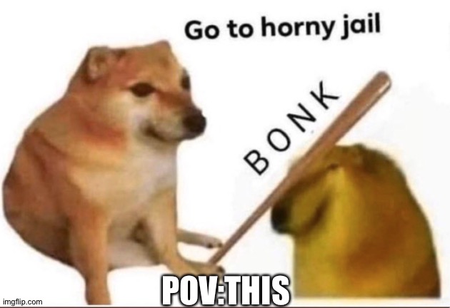 Bonk! (Joke ocs and OP ocs allowed) | POV:THIS | image tagged in bonk-go-to-horny-jail | made w/ Imgflip meme maker