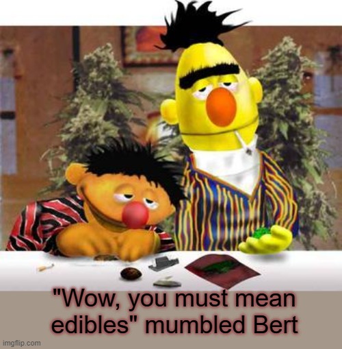"Wow, you must mean edibles" mumbled Bert | made w/ Imgflip meme maker