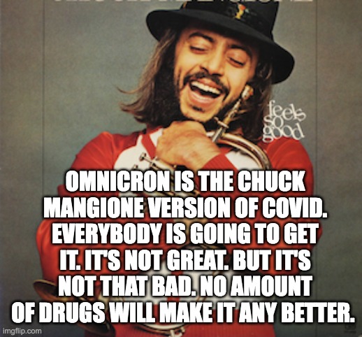 chuck mangione | OMNICRON IS THE CHUCK MANGIONE VERSION OF COVID. EVERYBODY IS GOING TO GET IT. IT'S NOT GREAT. BUT IT'S NOT THAT BAD. NO AMOUNT OF DRUGS WILL MAKE IT ANY BETTER. | image tagged in chuck mangione | made w/ Imgflip meme maker