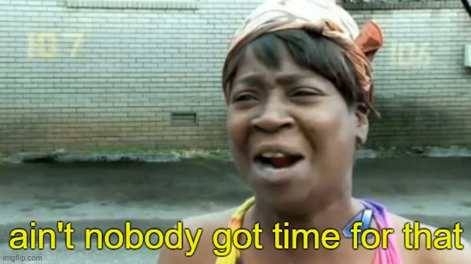 Ain't Nobody Got Time For That Meme | ain't nobody got time for that | image tagged in memes,ain't nobody got time for that | made w/ Imgflip meme maker