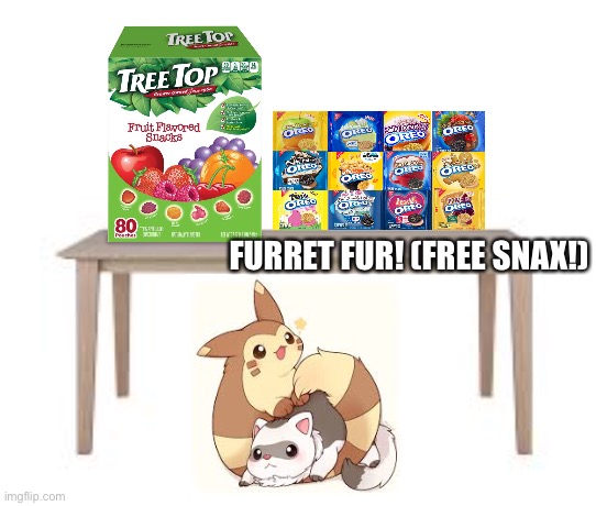 SNAX | FURRET FUR! (FREE SNAX!) | image tagged in furret snax but there's more snax | made w/ Imgflip meme maker