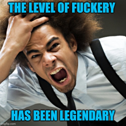 Rage | THE LEVEL OF FUCKERY HAS BEEN LEGENDARY | image tagged in rage | made w/ Imgflip meme maker