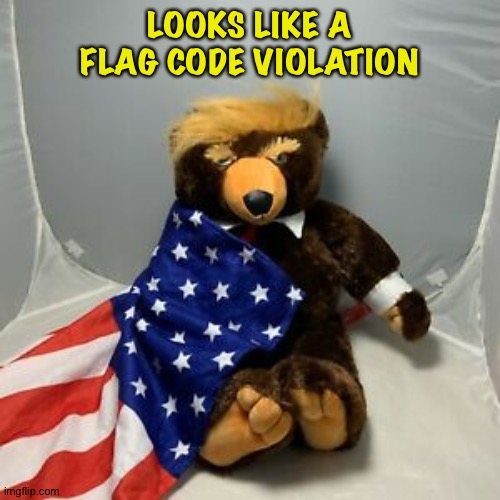 Trumpy Bear | LOOKS LIKE A FLAG CODE VIOLATION | image tagged in trumpy bear | made w/ Imgflip meme maker