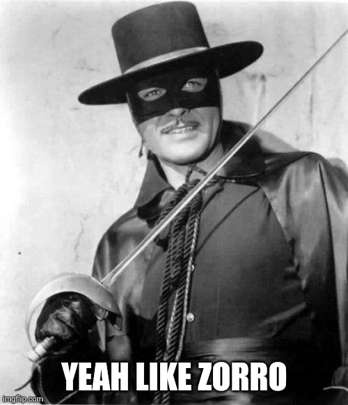 Zorro | YEAH LIKE ZORRO | image tagged in zorro | made w/ Imgflip meme maker
