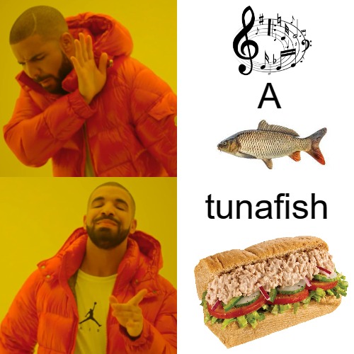 SUBWAY!! | A; tunafish | image tagged in memes,drake hotline bling | made w/ Imgflip meme maker