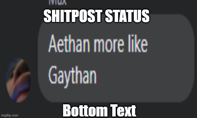 shitpost status | SHITPOST STATUS; Bottom Text | image tagged in memes | made w/ Imgflip meme maker