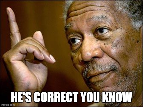This Morgan Freeman | HE'S CORRECT YOU KNOW | image tagged in this morgan freeman | made w/ Imgflip meme maker