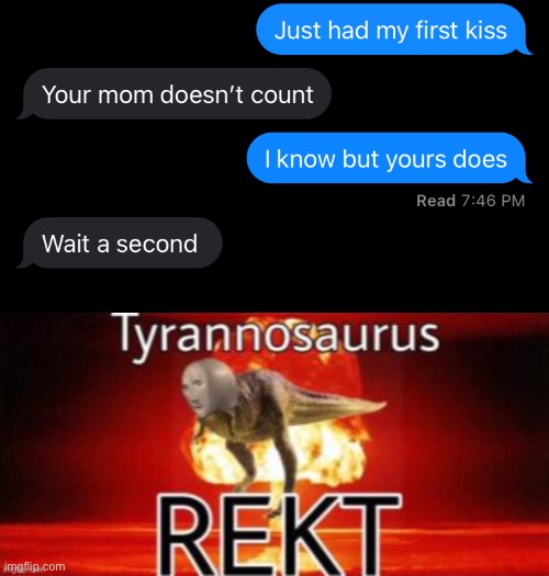 Wait a second | image tagged in tyrannosaurus rekt | made w/ Imgflip meme maker