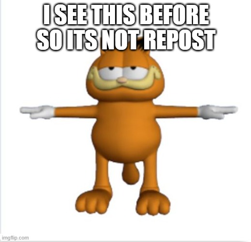 garfield t-pose | I SEE THIS BEFORE SO ITS NOT REPOST | image tagged in garfield t-pose | made w/ Imgflip meme maker