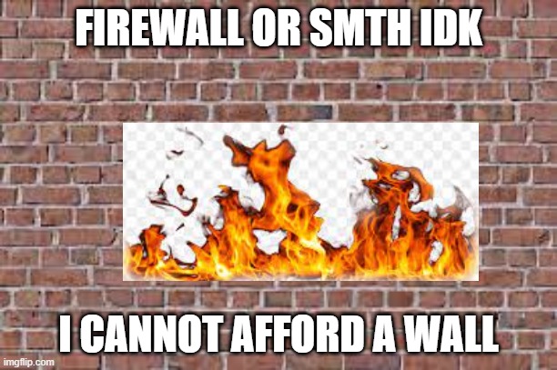 Firewall? | FIREWALL OR SMTH IDK; I CANNOT AFFORD A WALL | made w/ Imgflip meme maker