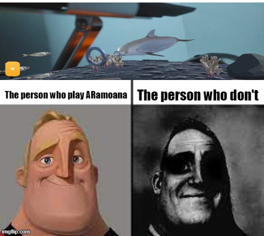 ARamoana Virtual Learning | The person who play ARamoana; The person who don't | image tagged in normal and dark mr incredibles | made w/ Imgflip meme maker