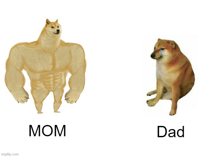 Buff Doge vs. Cheems Meme | MOM Dad | image tagged in memes,buff doge vs cheems | made w/ Imgflip meme maker