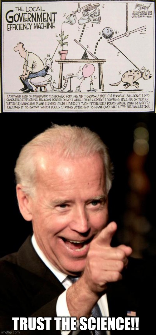 TRUST THE SCIENCE!! | image tagged in memes,smilin biden,politics | made w/ Imgflip meme maker