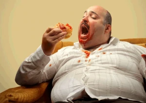 Fat sloppy unhygienic man eating (small) Blank Meme Template