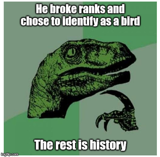 He broke ranks and chose to identify as a | image tagged in memes,funny,bird | made w/ Imgflip meme maker