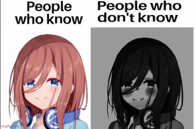 People who know, People who don't know Miku Nakano version | image tagged in people who know people who don't know miku nakano version | made w/ Imgflip meme maker