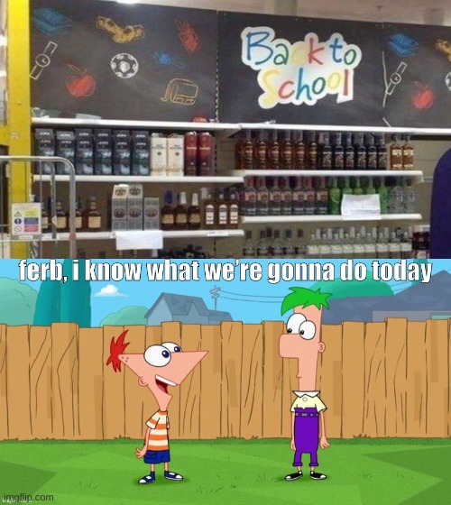 vodka for school | image tagged in ferb i know what we re gonna do today | made w/ Imgflip meme maker