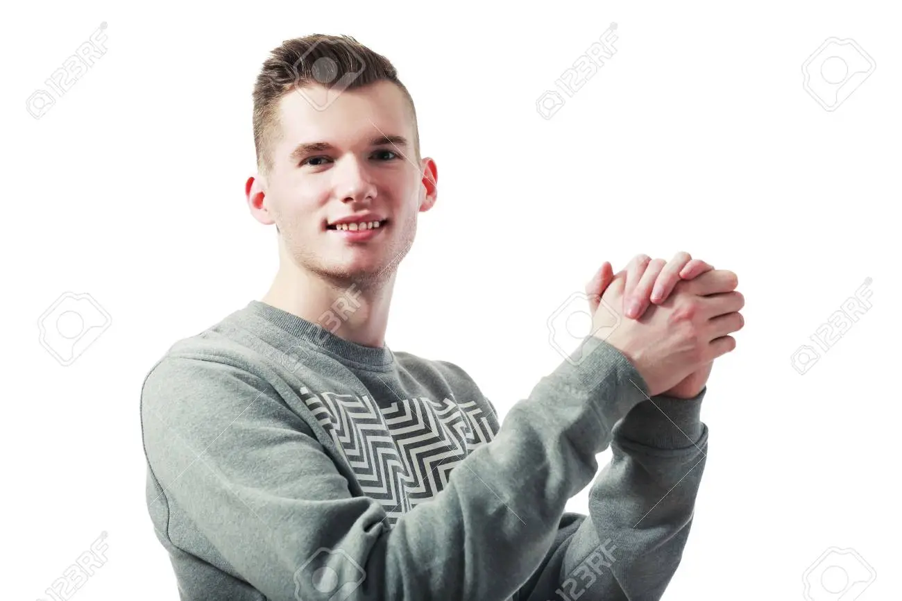 man holding own hand Blank Meme Template