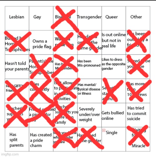 Bingo! | image tagged in lgbtqia bingo | made w/ Imgflip meme maker