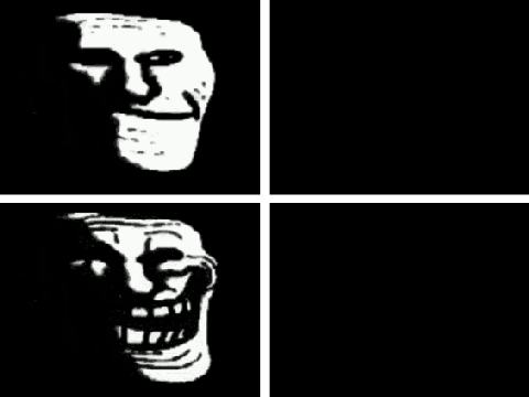 normal Trollface VS trolling trollface Blank Meme Template