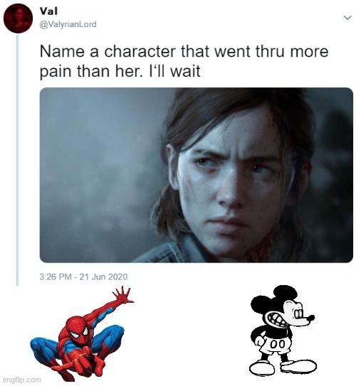 (*Spoils Spider-Man No way Home for you*) | image tagged in name one character who went through more pain than her,fnf,spiderman | made w/ Imgflip meme maker