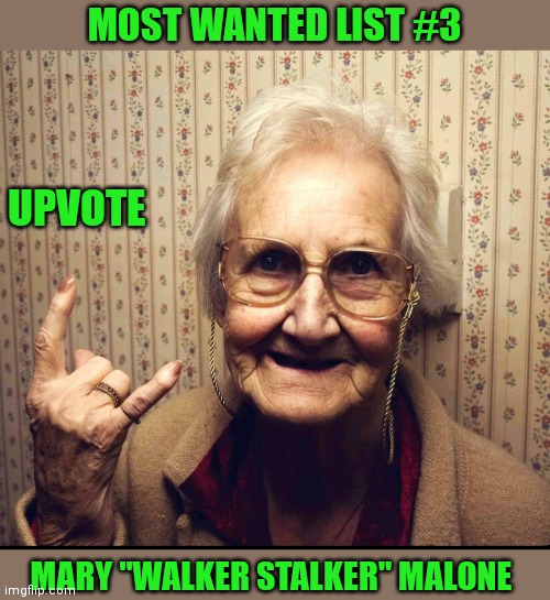 MOST WANTED LIST #3 MARY "WALKER STALKER" MALONE UPVOTE | made w/ Imgflip meme maker