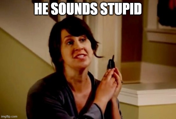 She sounds hideous | HE SOUNDS STUPID | image tagged in she sounds hideous | made w/ Imgflip meme maker