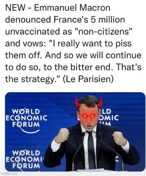 Macron Devil Covid | image tagged in covid-19,face mask,matrix pills,wake up | made w/ Imgflip meme maker