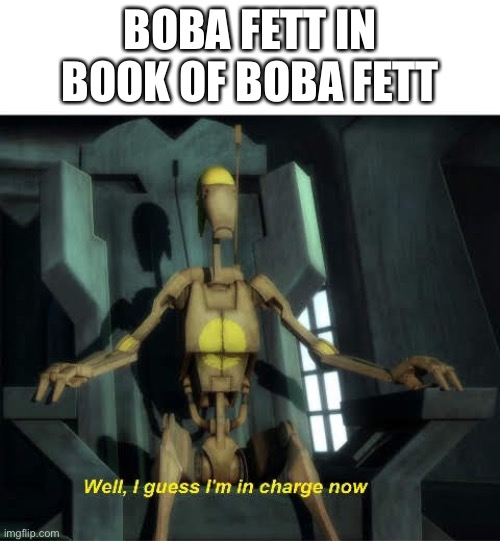 Guess I'm in charge now | BOBA FETT IN BOOK OF BOBA FETT | image tagged in guess i'm in charge now | made w/ Imgflip meme maker