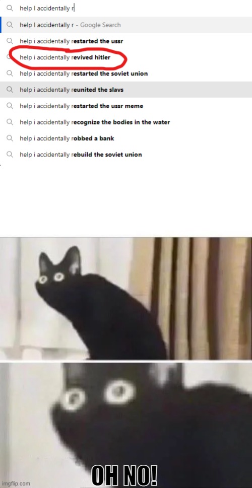 OH NO! | image tagged in oh no black cat | made w/ Imgflip meme maker