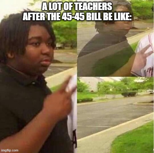 plz dont leave me teachers that i like | A LOT OF TEACHERS AFTER THE 45-45 BILL BE LIKE: | image tagged in disappearing | made w/ Imgflip meme maker
