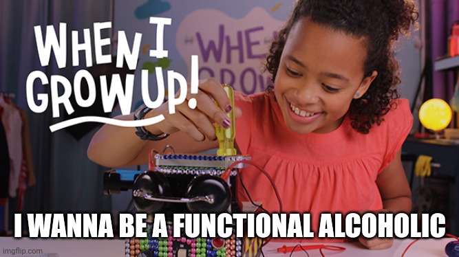 Sad but true | I WANNA BE A FUNCTIONAL ALCOHOLIC | image tagged in funny memes,lol so funny | made w/ Imgflip meme maker