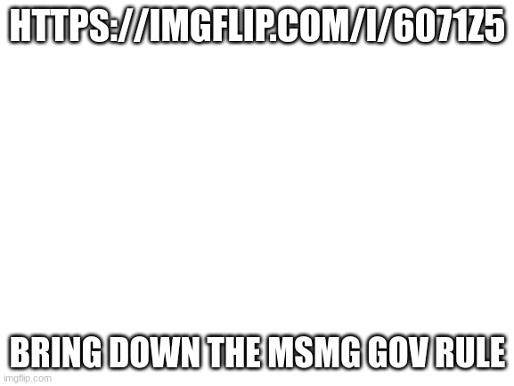 https://imgflip.com/i/6071z5 | HTTPS://IMGFLIP.COM/I/6071Z5; BRING DOWN THE MSMG GOV RULE | image tagged in blank white template | made w/ Imgflip meme maker