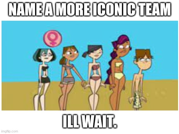 Ngl they made season 3 amazing | NAME A MORE ICONIC TEAM; ILL WAIT. | image tagged in totaldrama | made w/ Imgflip meme maker