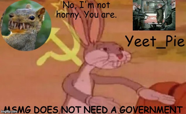Yeet_Pie | MSMG DOES NOT NEED A GOVERNMENT | image tagged in yeet_pie | made w/ Imgflip meme maker