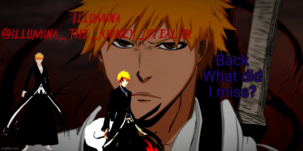 illumina ichigo temp | Back
What did I miss? | image tagged in illumina ichigo temp | made w/ Imgflip meme maker