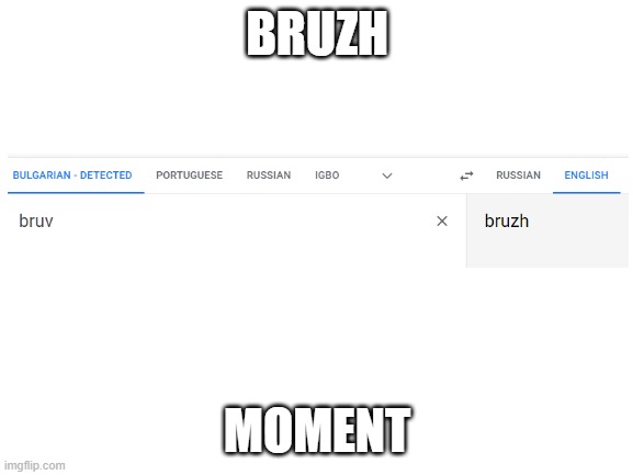 bruv | BRUZH; MOMENT | image tagged in blank white template | made w/ Imgflip meme maker